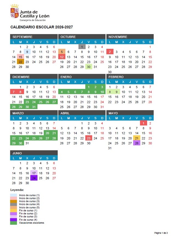 CALENDARIO ESCOLAR 2026-27